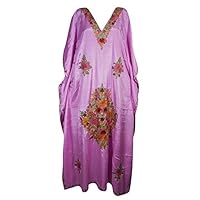 Mogul Womens Caftan Kaftan Kashmiri Ari-Floral Embroidery Cover Up Maxi Dress