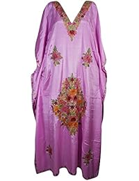 Mogul Womens Caftan Kashmiri Ari-Floral Embroidery Cover Up Kaftan Maxi Dress