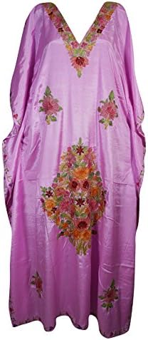 Mogul Womens Caftan Kashmiri Ari-Floral Embroidery Cover up Kaftan Maxi Dress