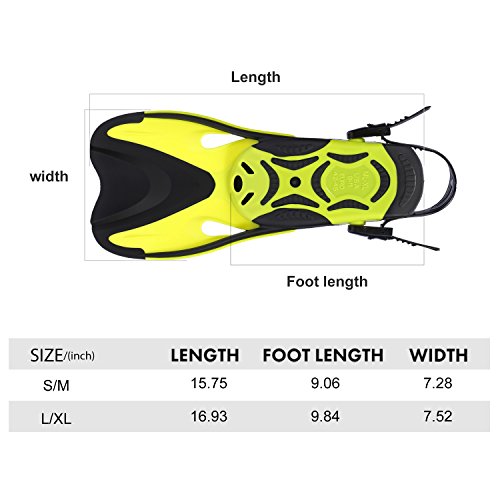 Speefish Diving Short Open Heel Training Fins, Snorkel Dive Flippers with Extra Fin Strap and Mesh Bag for Travel Snorkeling Swimming (Kelly, L/XL) - Thumbnail 3