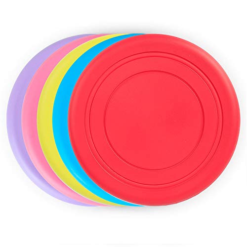 VizGiz 4 Pack Dog Flying Disc Toy Pet Fly Frisbee Toys Soucer Pet Training Supplies Outdoor Indoor Soft Rubber 18cm Non-Toxic Health Interactive Flyer Tooth Resistant Random 4 Colors - Thumbnail 6