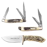 Uncle Henry 3-Piece Gift Tin w/Fixed Blade, 2-Blade Small Trapper, 3-Blade Stockman