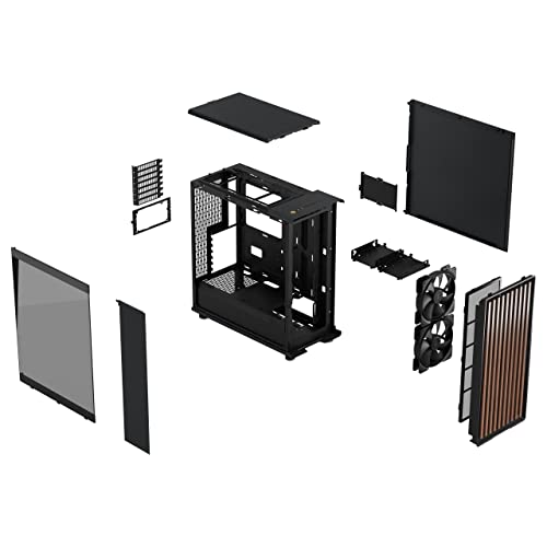 Fractal Design North Charcoal Black Tempered Glass Dark - Wood Walnut Front - Glass Side Panel - Two 140Mm Aspect Pwm Fans Included - Type C Usb - Atx Airflow Mid Tower Pc Gaming Case - View 13