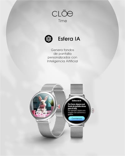 Clōe Pulse Smartwatch para Mujer con Llamadas Bluetooth, Pantalla AMOLED, IA Integrada, Monitoreo de Salud, Más de 100 Deportes, Notificaciones, IP68 y Correa Mesh Premium