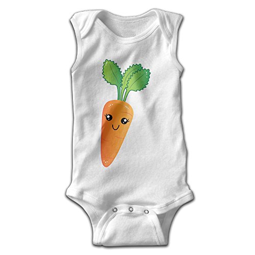 EVPOPC LVMI Cute Cartoon Carrot Unisex Baby Sleeveless One-Piece Tank Shortie Romper White