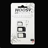 NOOSY 4 in 1 Kit Nano SIM to Micro/Standard Card Adaptors Adapter Tray Holder Bundle for Apple iPhone 6 plus 5 4S 4G 3GS 3G Samsung Nokia Huawei Cellphones (Black)