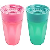 Dr. Brown's Cheers 360 Spoutless Training Cup, 9m+, 10 Ounce, Pink/Turquoise, 2 Count