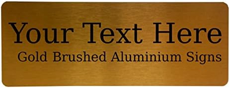 200x75mm Custom Personalised Your Text Metal Aluminium Sign Door Plaque House Office Name (Gold)