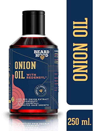 Beardhood Onion Oil with Redensyl for Hair Growth - 20% Red Onion Extract with 14 carrier and essential oils, Mineral Oil & Paraben Free, 250ml