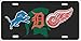ATD Detroit Michigan Sport Teams Combined Logos Novelty Front Plate Decorative Vanity Car Tag can Also be Used as a Door Sign