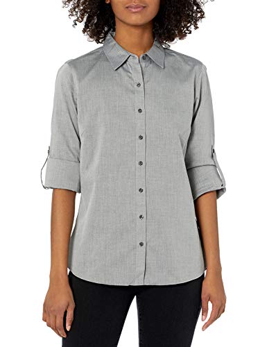 Cutter & Buck Women's Epic Easy Care Long Sleeve Mini Herringbone Collared Shir…