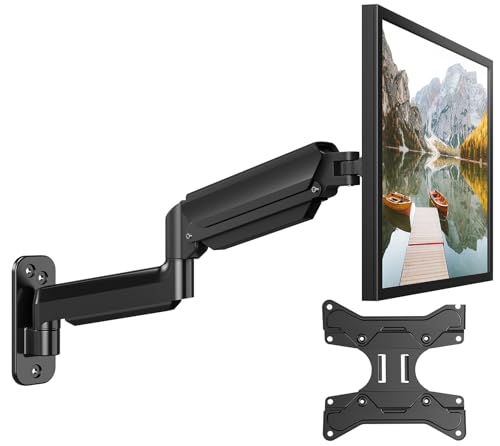 HUANUO Monitor Wandhalterung für 17-35 Zoll LED/LCD/TV Bildschirm, Monitor Halterung Wand mit VESA-Erweiterungssatz, Monitor Arm Wall Mount mit 360° D