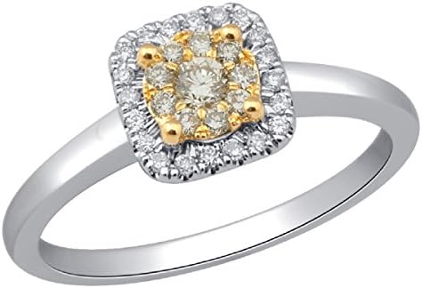 Designer Collection, Rare, Jewel Ivy 14K White Gold Ring with Diamonds and Yellow Diamonds,Fashion, Exotic, Royal, Best Gift For Wife, Girlfriend, Friend, Size- US-7-7.25