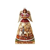Jim Shore Heartwood Creek Harvest Angel Holding Basket of Fruit with Thanksgiving Scene Figurine 10-Inch