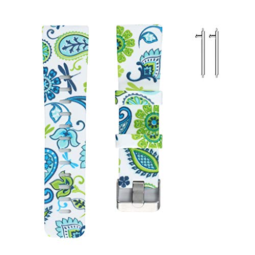 Sodoop Replacement Band Compatible for Fitbit Versa 6.0"-8.8", Women Soft Sport Silicone Floral Pattern Straps Bracelet Wristband for Fitbit Versa Smart Tracker