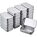 24 Pack 3.75 by 2.45 by 0.8 Inch Silver Metal Rectangular Empty Hinged Tins Box Containers with Lids Mini Portable Box Small Storage Kit, Home Organizer