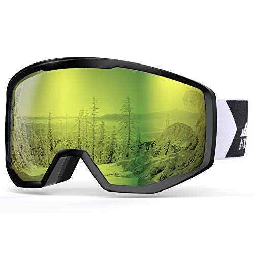 NXONE Ski Goggles for Men and Women, Anti-Fog Over Glasses Snowboard Goggles with UV Protection, Windproof Helmet Compatible Dual Lens Goggles-100% UV Protection