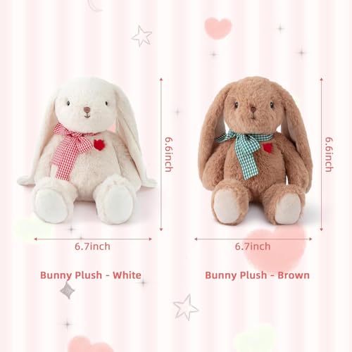 Easter Bunny Stuffed Animals, Rabbit Plush Toys for Girls Boys, Cute Soft Bunny Stuff for Kids Fluffy Hugging Sleeping Gifts, Brown - 25cm