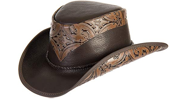 Falcon Hand-Tooled Leather Cowboy Hat 