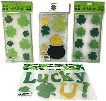 St. Patrick's Day Themed Gel Window Cling Bundle: Four Items- Four Different Gel Window Clings