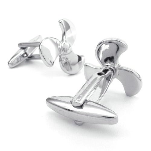 2pcs Classic Screw Propeller Men's Shirts Cufflinks Wedding, Color Silver, 1 Pair Set