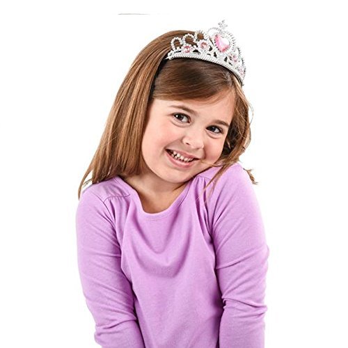 Kidsco Tiaras with Pink Heart Stones Hats Stones-12 Adjustable Piece, 12 pack Assorted