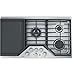 GE Cafe 36 Inch Gas Cooktop 5 Sealed Burners with Tri-Ring, Simmer, Integrated Griddle, Continuous Grates, LED Backlit Knobs, Stainless Steel