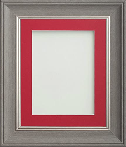Frame Company Drummond Gunmetal Grey Photo Frame, Red Mount, 9x7 for 8x6 inch, fitted with perspex