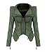 Lath.pin Womens Studded Punk Jeans Jacket Demin Tuxedo Coat Moto Blazer Jacket