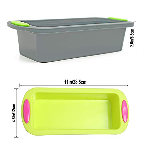 Megrocle Silicone Bread and Loaf Pan Set of 2, Nonstick Premium Food Grade Silicone Toast Pan Baking Pans, Oven-Microwave-Dishwasher Safe BPA Free Silicone Bakeware Cake Molds, 8.7"x4"x2.4" Inside