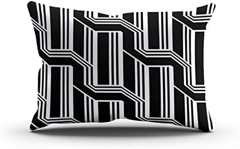 Moladika Throw Pillow Cover 12x20 Inch Boudoir Design Monochrome Zigzag Pattern Abstract Cushion Home Decor Living Room Sofa Bedroom Office One Side Design Printed Pillowcase