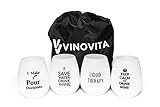 Silicone Wine Glasses (Set of 4) with Bag by Vinovita Unbreakable Rubber Drinking Cups Elegant with Cool Written Messages Durable and BPA Free Great for Outdoor Parties, Beach, Camping (funny)