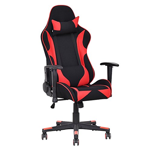 Giantex Gaming Chair Recliner High Back Executive Racing Style PVC Racing Chair(Black&Red)