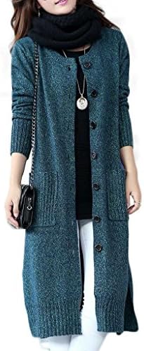KUBITU Womens Classic Button Down Pocket Knit Long Large Warm Cardigan Sweater Coat