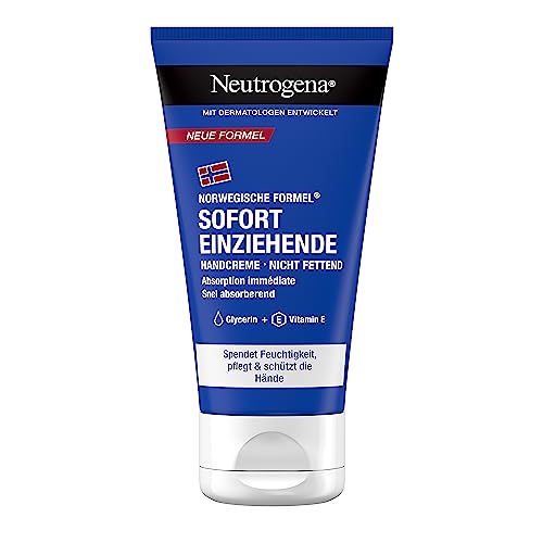 Crema de manos de absorción inmediata (75 ml), crema hidratante ligera y no grasa con glicerina + vitamina E para manos secas y agrietadas