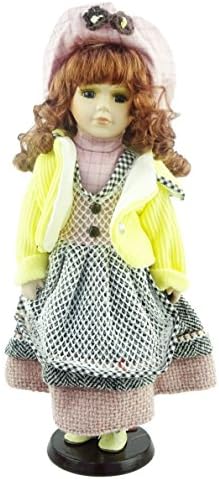 Porcelain Doll The Shannon Collection - Vintage Outfits Brunette Edition (Knitted Apron Yellow Jumper (C))