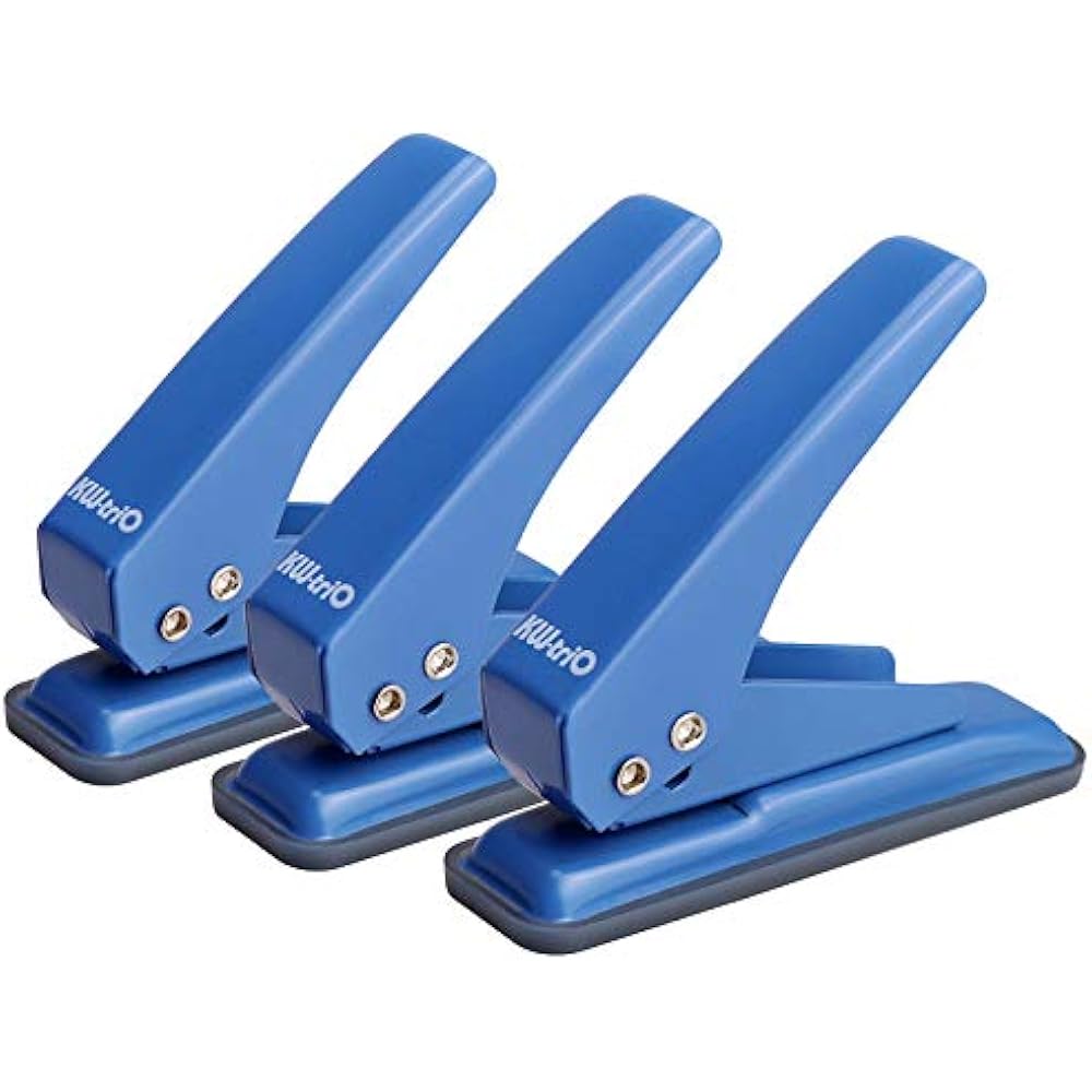 3 Pack Hole Punch Metal Single Puncher Heavy Duty, Low Force, 20 Sheets