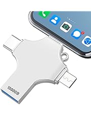 Judrapo Flash Drive 1TB 4 in 1 USB Drive High Speed USB 3.0 Flash Drive 1000GB Metal Memory Stick External Storage Portable Photo Stick for Multi Devices, Smart Devices, Android, Computer, PC, Laptop