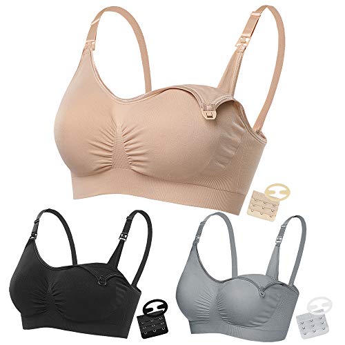 LYSHION 3PACK Seamless Nursing Maternity Bras,Breastfeeding Maternity