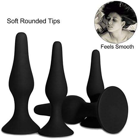 Annanales 4pcs/Set Amal Men and Women Share Pleasure Trainer Kits Toy Silicone Beginner Trainer Kits-A07 (Black)