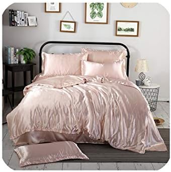 Burgess Trevelyan Pure Satin Silk Bedding Set Home Textile King Size Bed Set Bed Clothes Duvet Cover Flat Sheet Pillowcases,Ydl Dan Ya Yu,Twin Size 4Pcs,Flat Bed Sheet