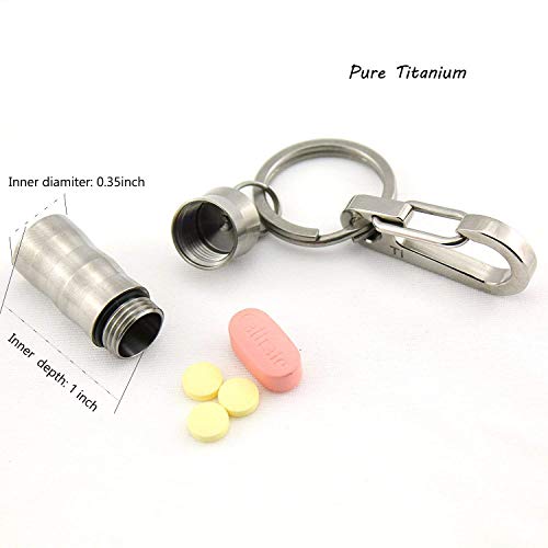 TISUR Pill Holders Super Tiny Titanium Nitro Keychain Pill case