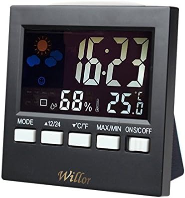 Wireless Weather Station, Willor Digital Indoor Thermometer Hygrometer with Temperature Humidity Weather Forecast Time Date Alarm Clock for Bedroom Babyroom