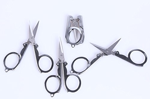 Shapenty Stainless Steel Folding Portable Travel Scissors Cutter Foldable Paper String Craft Shred Scissors, 4 Pack