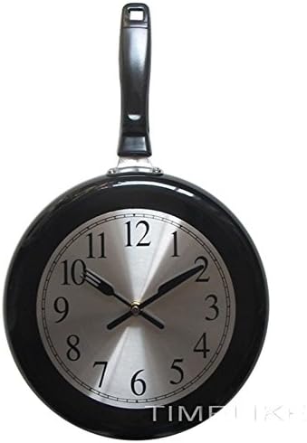 NEW Frying Pan Wall Clock Citchen 10 Inch Creative Metal Wall Watch Saat Home Decor Pistola De Airsoft For Home Decoration Black 10 inch