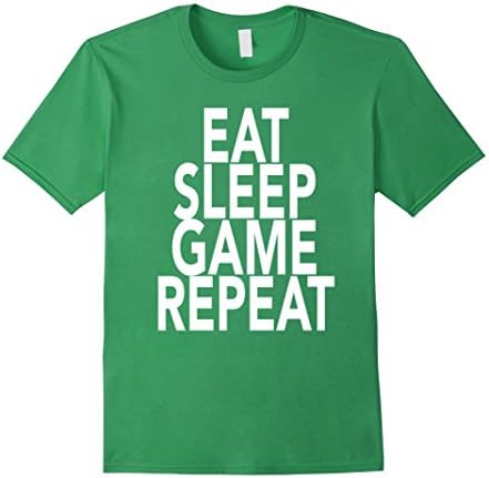 Men's Eat Sleep Game Repeat T-Shirt Gift For Gamer Gaming Lover Large Grass
