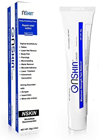 NSkin Numbing Cream | Fast Acting Topical Anesthetic, Deep Pain Relief and Numbing Cream for Tattoo, Microneedling, Waxing, Piercing, Microblading, Dermarolling, Laser hair removal, Skin tag (1 Tube)
