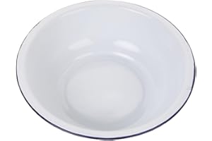 PRETYZOOM Enamel Basin 36cm Round White Vintage Mixing Bowl Thickened Porcelain Enamel Wash Basin for Kitchen