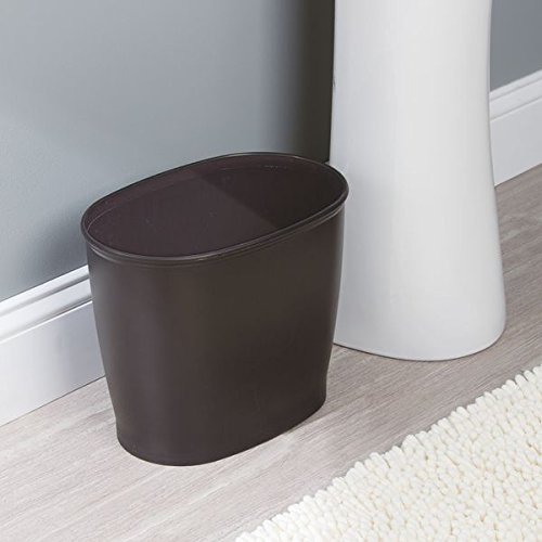 MetroDecor mDesign Oval Shatter-Resistant Plastic Small Trash Can Wastebasket, Garbage Container Bin for Bathrooms, Kitchens, Home Offices, Dorm Rooms - Pack of 2, Bronze