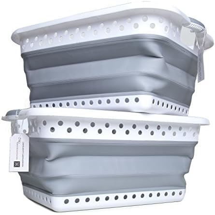 Collapsible Laundry Basket – Smart POP UP Space Saving Foldable Storage Container – EASY to use and carry – Versatile Portable Organizer (2-Pack)